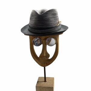 Stefeno Black Paul Straw Fedora Hat 7 1/4" x 7 3/8"